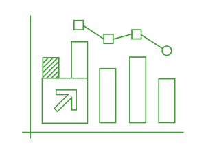 bar graph growth icon green